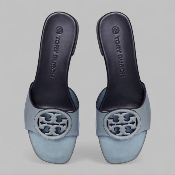 Tory Burch-Bombe Miller leather sandal 7.5-brand new-light blue/navy-Retail $300 - Picture 14 of 15